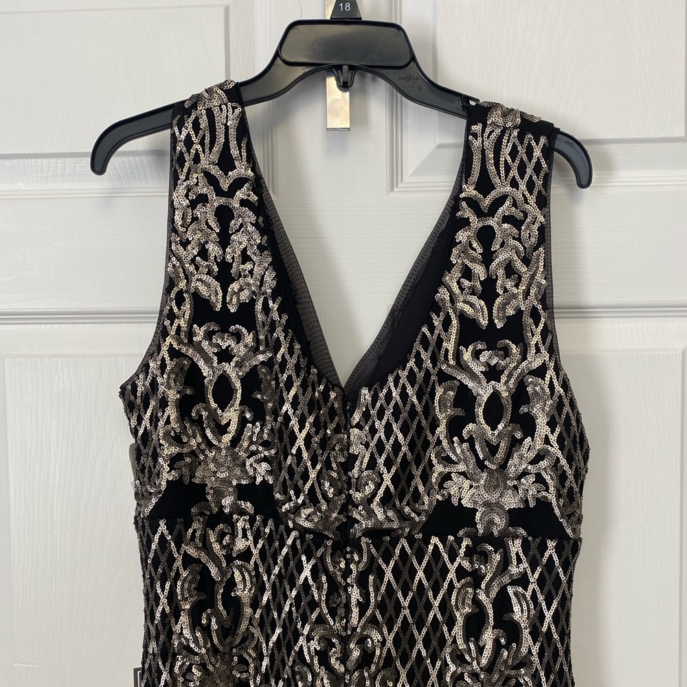 Gold Sequin Black Evening Gown - Picture 4 of 13